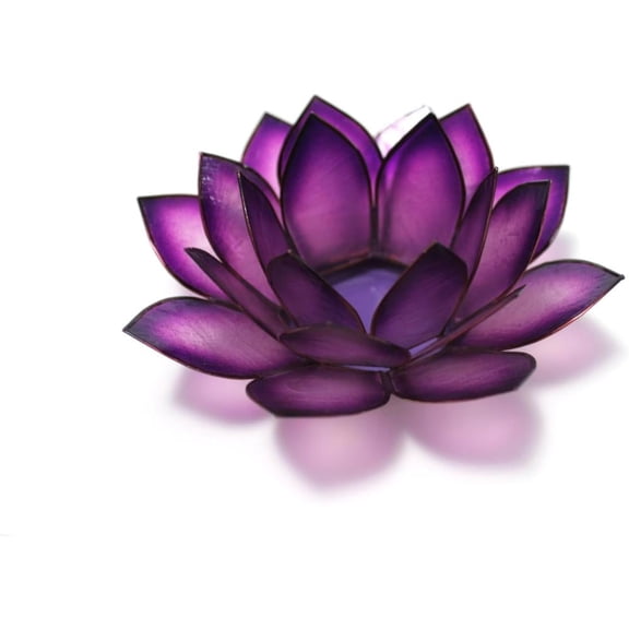 OM Gallery Capiz Shell Lotus Tea Light Holder in Purple