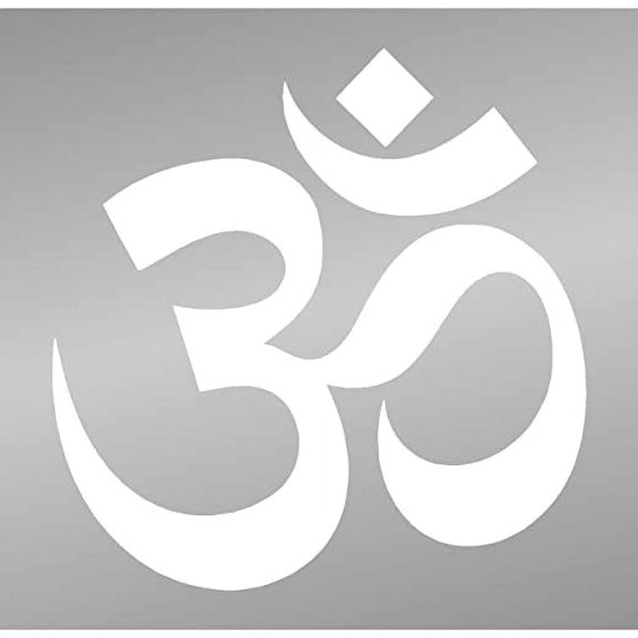 OM Hindu Symbol Car Window Vinyl Decal Sticker 4" Wide (Color: White)