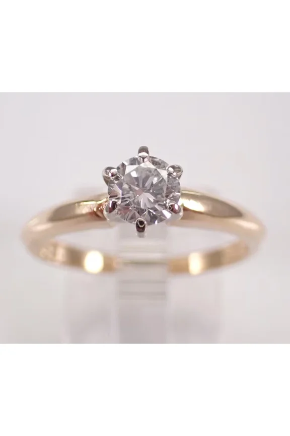 1.2Ct Round Cut Real Moissanite Solitaire Engagement Ring 14K Yellow Gold Plated