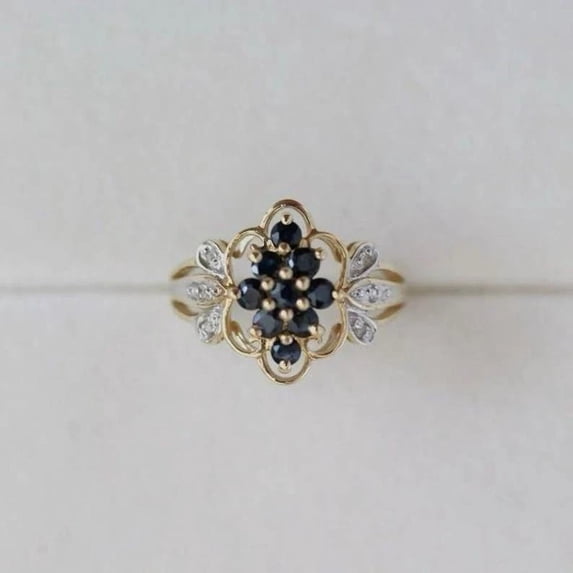 OM Jewels 1.90ct Lab Created Sapphire Round Cut 14k Yellow Gold Plated Engagement Ring for Women