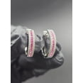 thumbnail image 1 of OM Jewels 14K White Gold Plated Round Cut Lab Created Pink Ruby Delicate Hoop Women Earrings, 1 of 6