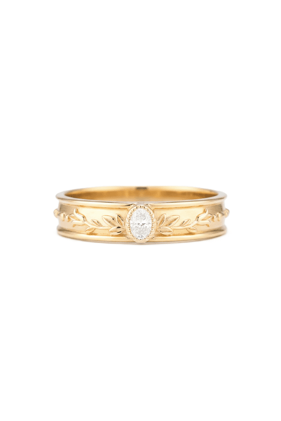 14K Yellow Gold Plated Moissanite 2ct Oval Cut Solitaire Vintage Ring