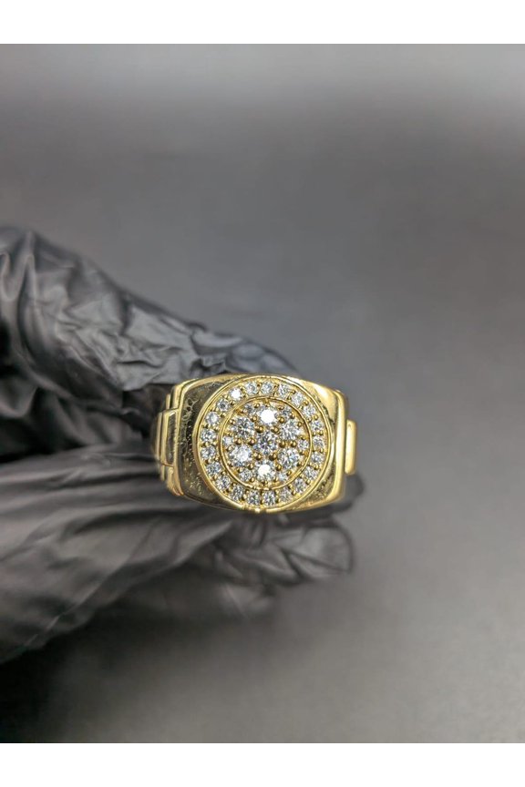 2.10ct Round Cut Moissanite Statement Engagement Men’s Ring 14k Yellow Gold Plated