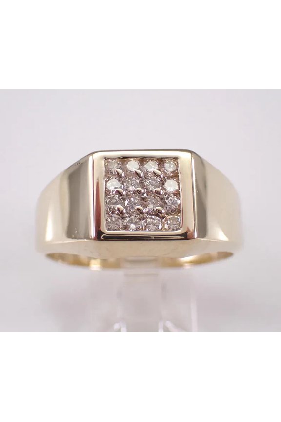 2Ct Round Cut Moissanite Cluster Statement Men's Ring 14K Yellow Gold Plated