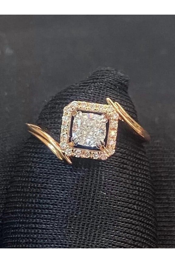 2Ct Round Cut Moissanite Delicate Women Engagement Ring 14k Yellow Gold Plated