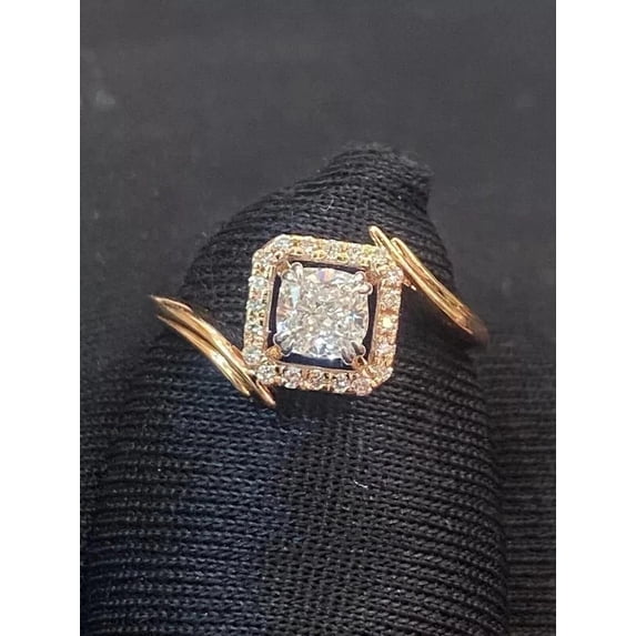 OM Jewels 2Ct Round Cut Moissanite Delicate Women Engagement Ring 14k Yellow Gold Plated