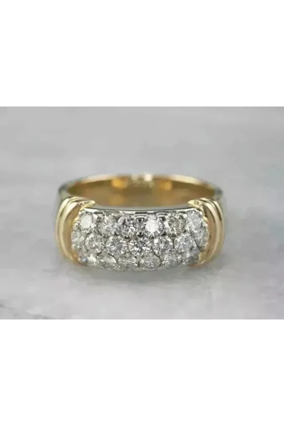 2Ct Round Cut Moissanite Engagement Band Men's Ring 14K Yellow Gold Plated