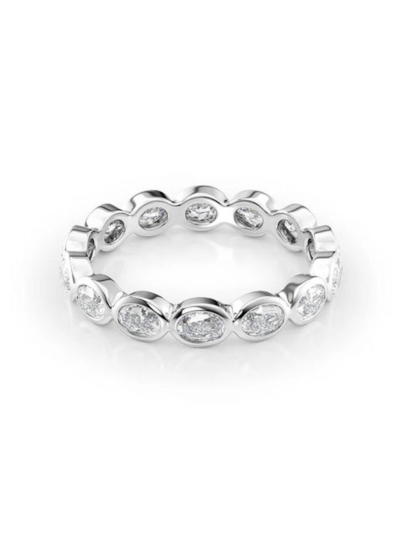 2ct Moissanite Bezel Set Full Eternity Band Ring 14K White Gold Plated for Women
