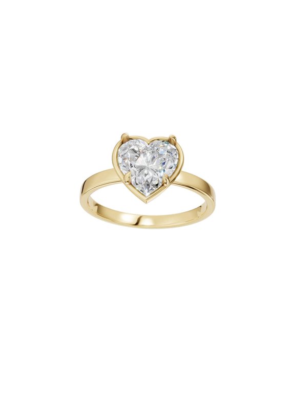 2ct Moissanite Heart Cut Solitaire Women Ring 14K Yellow Gold Plated