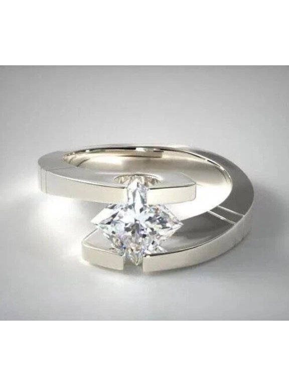 Cluster 2Ct Round Cut Moissanite Statement Men's Engagement Ring 14K White Gold Plated