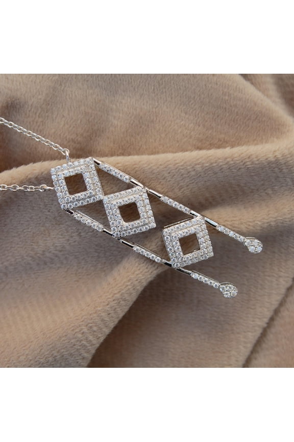 Deliccate Women's Pendant Chain 2.50Ct Moissanite 14K White Gold Plated