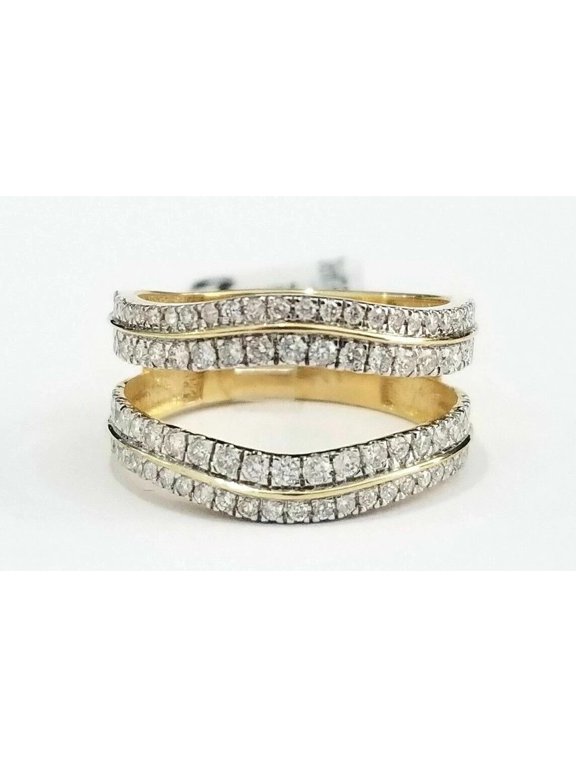 Guard Wrap Enhancer Jacket Ring 14k Yellow Gold Plated 2ct Round Cut Moissanite