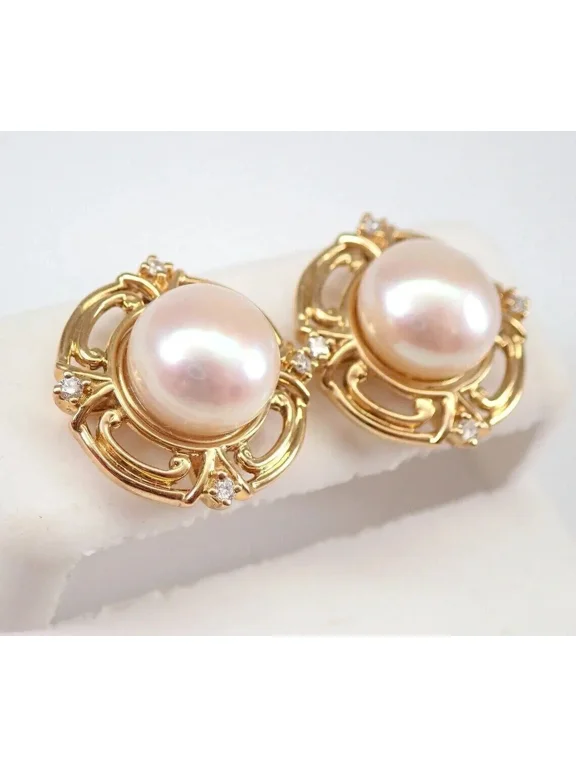 Halo Jacket Stud Women Earrings 14K Yellow Gold Plated 2.50Ct Round Cut Pearl