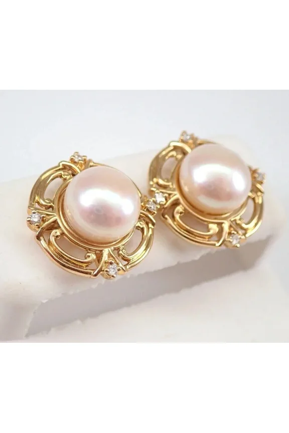 Halo Jacket Stud Women Earrings 14K Yellow Gold Plated 2.50Ct Round Cut Pearl