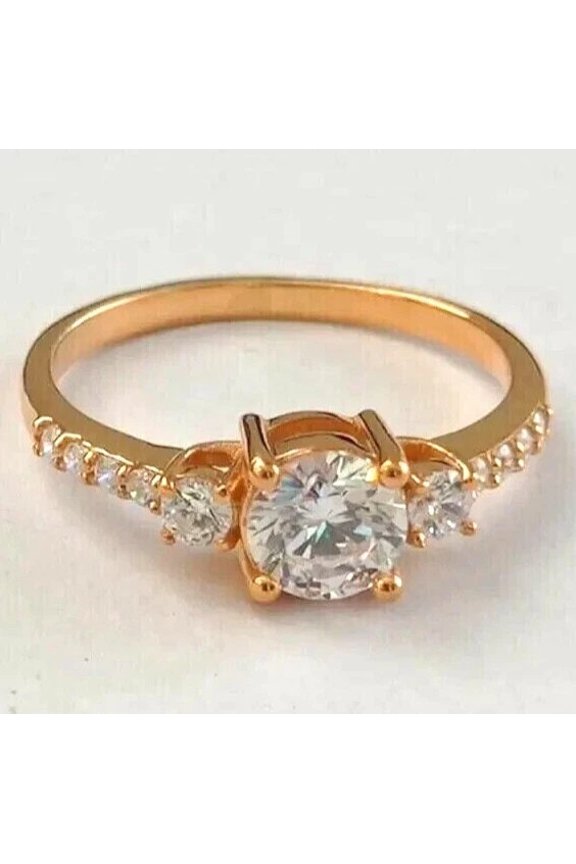 Moissanite 3Ct Round Cut Delicate Engagement Ring 14K Yellow Gold Plated
