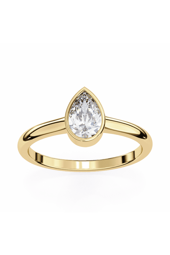 Pear Cut Bezel Set 2ct Moissanite 14K Yellow Gold Plated Solitaire Women Ring