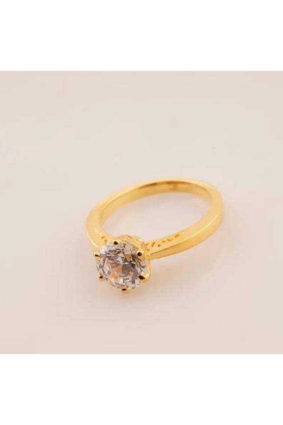 Solitaire Fancy Womens Ring 1Ct Oval Cut Moissanite 14K Yellow Gold Plated