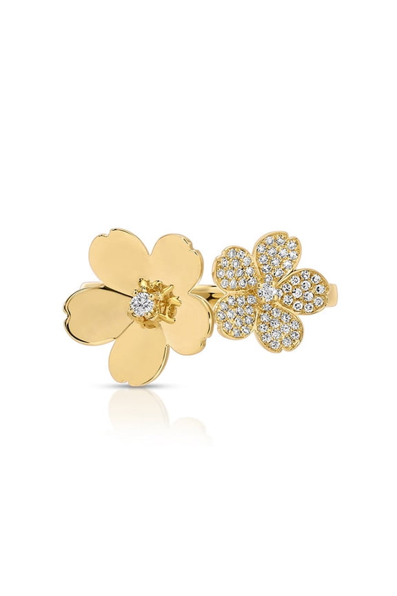Women Flower Cocktail Ring in 2.10ct Moissanite 14K Yellow Gold Plated