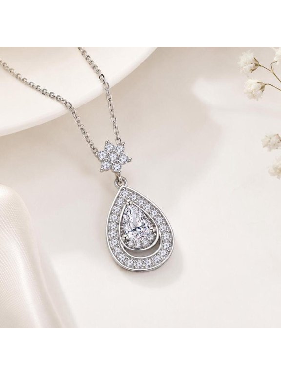 Women InfinityPendant Chain 14K White Gold Plated 0.50Cts Moissanite