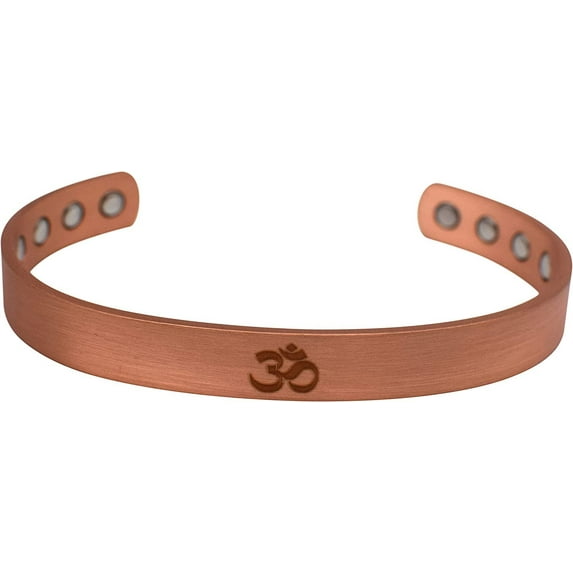OM Pure Copper Bracelet 8pcs Strong Magnets for Men & Women Gift Bag 9.5mm