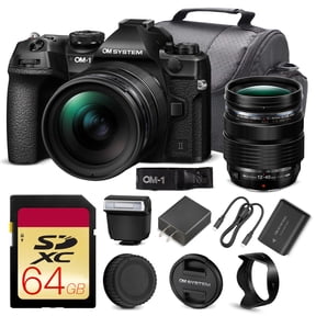 OM SYSTEM OM-1 Mark II Mirrorless Camera with 12-40mm f/2.8 PRO II Lens | 20MP Stacked BSI Sensor, 5-Axis IBIS, 4K60p, 120fps Burst, IP53 | 64GB Card + Camera Bag