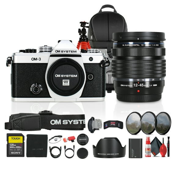 OM SYSTEM OM-3 Mirrorless Camera with 12-45mm f/4 Lens Bundle