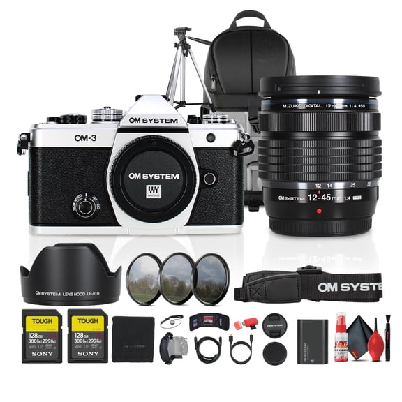 OM SYSTEM OM-3 Mirrorless Camera with 12-45mm f/4 Lens Bundle