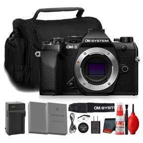 OM SYSTEM OM-5 Mark II Mirrorless Camera Black 20.4MP | Micro Four Thirds, 4K Video, 5-Axis Stabilization, IP53 Weather Sealed | Battery + Charger + Bag