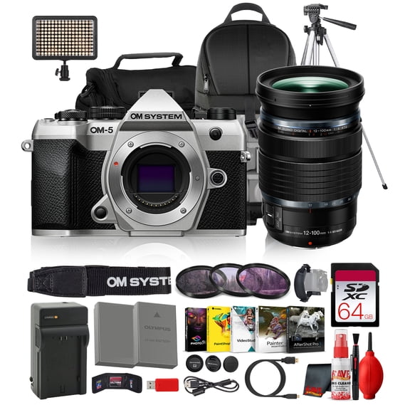 OM SYSTEM OM-5 Mark II Mirrorless Camera, Silver, with M.Zuiko ED 12-100mm f/4 IS PRO Lens