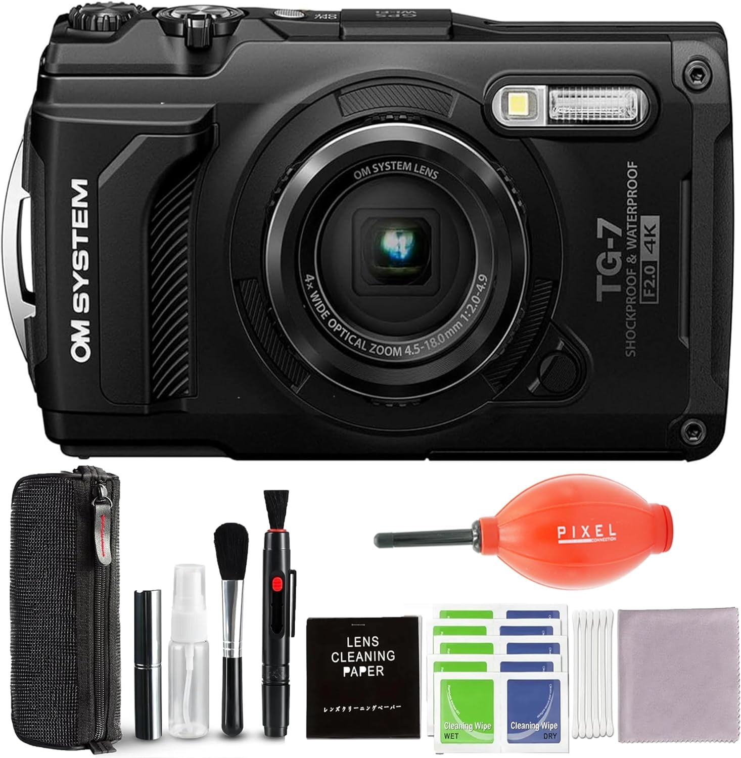 OM SYSTEM Tough TG-7 Black Underwater Camera, Waterproof OM SYSTEM Tough TG-7 Black Underwater Camera, Waterproof