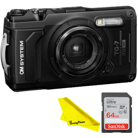 Buzz Photo TG-7 Digital Camera Bonus Bundle with MicroFiber Cleaning Cloth, Black