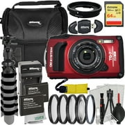 OM SYSTEM Tough TG-7 Digital Camera Bundle Red - Includes 64GB Extreme Memory Card, 2x Replacement Batteries & More 25pc Bundle
