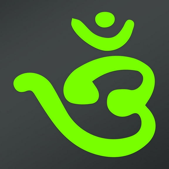 OM Symbol In Bangla Script Decal Sticker | 5-Inches By 4.9-Inches | Meditation Conciousness Religious Motivational Inspirational | Lime Green Vinyl