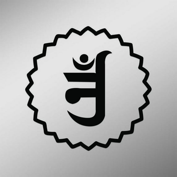 OM Symbol In Jain Symbol Sun Decal Sticker | 5.5-Inches By 5.5-Inches | Meditation Conciousness Religious Motivational Inspirational | Black Vinyl Decal