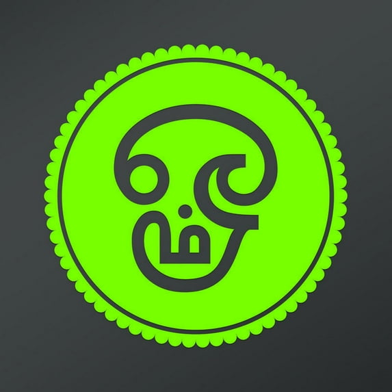 OM Symbol In Tamil Script Circle Decal Sticker | 5.5-Inches By 5.5-Inches | Meditation Conciousness Religious Motivational Inspirational | Lime Green Vinyl