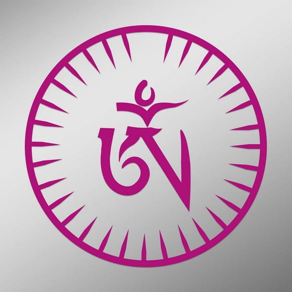 OM Symbol In Tibetan Script Sun Dial Decal Sticker | 5.5-Inches By 5.5-Inches | Meditation Conciousness Religious Motivational Inspirational | Hot Pink Vinyl Decal