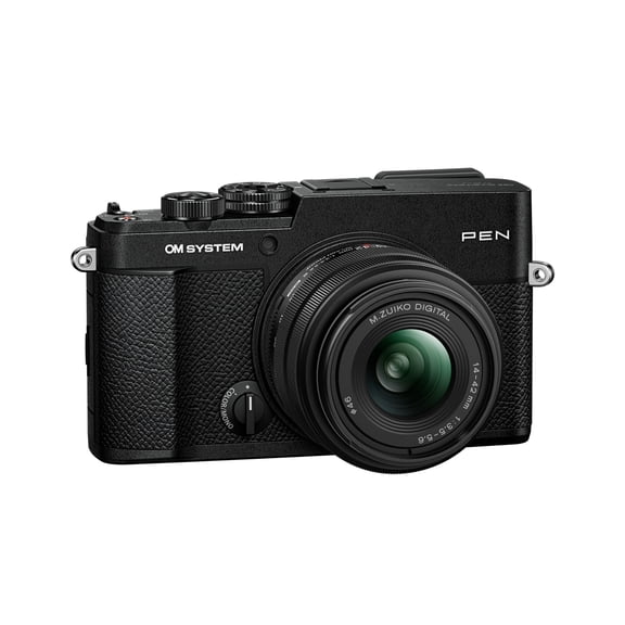 OM System PEN Mirrorless Camera (Black) with 14-42mm F3.5-5.6 III Lens Bundle