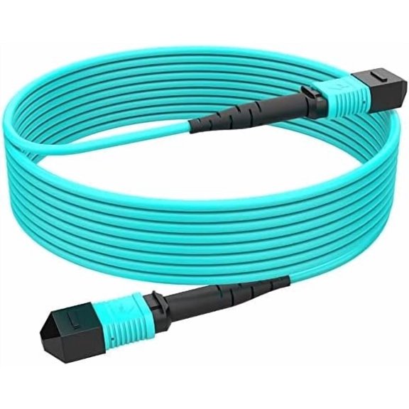 OM3 MPO-MPO Fiber Optic , 12-Fiber, Type B, 3ft/1m