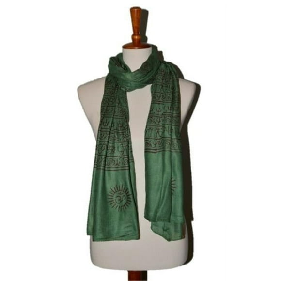 OM414013-Forestgreen OM Bhakti Prayer Shawl with Medium Color Base, Forest Green