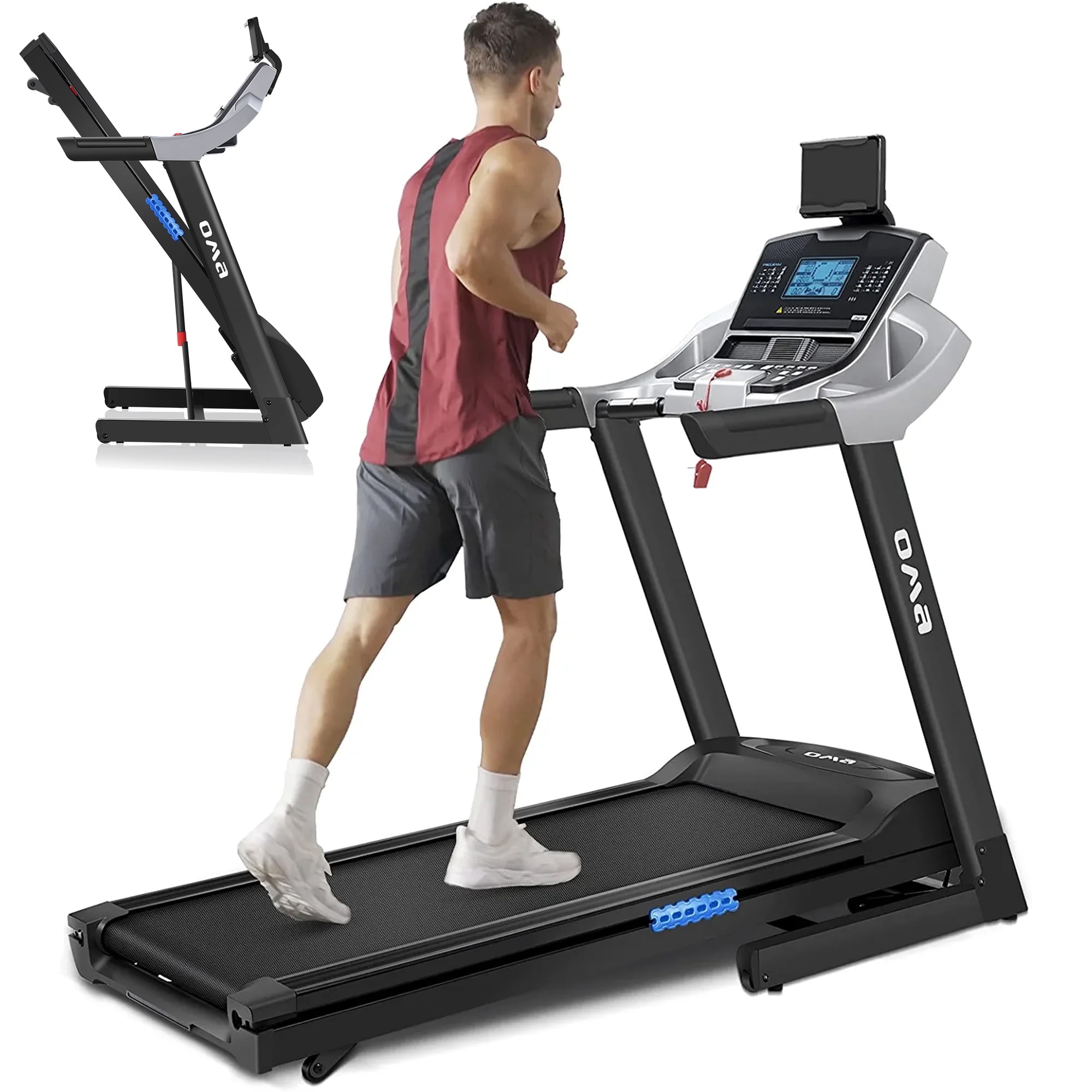 OMA 3.0HP Electric Folding Treadmills for Home with 15 Auto Incline and 300LBS Capacity, 11.2 MHP Running Machine with 43 Programs, Bluetooth, LCD Display and Heart Rate for Home Use