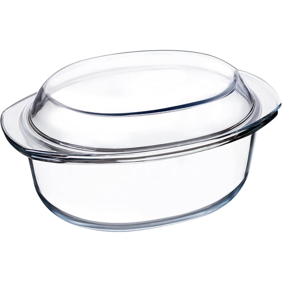 OMA Mini-1 QT Oval Glass Casserole Dish With Lid,(Single Serving)Glass small casserole dish with lid,Glass Casseroles With Glass Lids, Microwavable Glass Casseroles Dishes, Glass Dish with Glass Lid