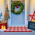 thumbnail image 1 of OMA Red and White Plaid Rug, 24" x 51" Christmas Front Porch Outdoor Rug, Handwoven Cotton Washable Rug for Layered Door Mats, Holiday Entryway and Home Décor, 1 of 12