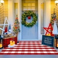thumbnail image 1 of OMA Red and White Plaid Rug, 4' x 6' Christmas Front Porch Outdoor Rug, Handwoven Cotton Washable Rug for Layered Door Mats, Holiday Entryway and Home Décor, 1 of 14