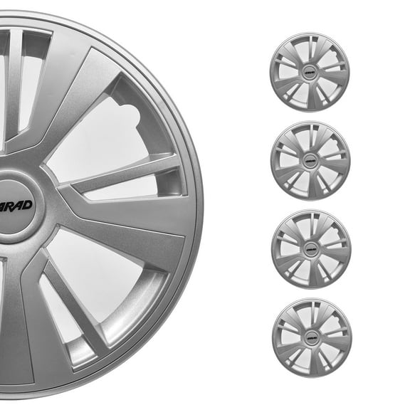 OMAC 14" Hubcaps Wheel Rim Cover Grey with Light Grey Insert 4pcs Set