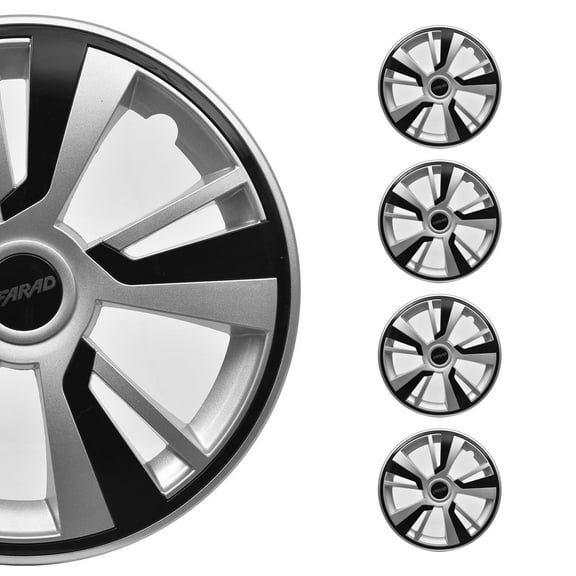 OMAC 15" Hubcaps Wheel Rim Cover Grey with Black Insert 4pcs Set