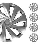 OMAC 15" Wheel Covers Guard Snap on Silver Hub Caps fit R15 Tire Steel Rim 4 Pcs Set