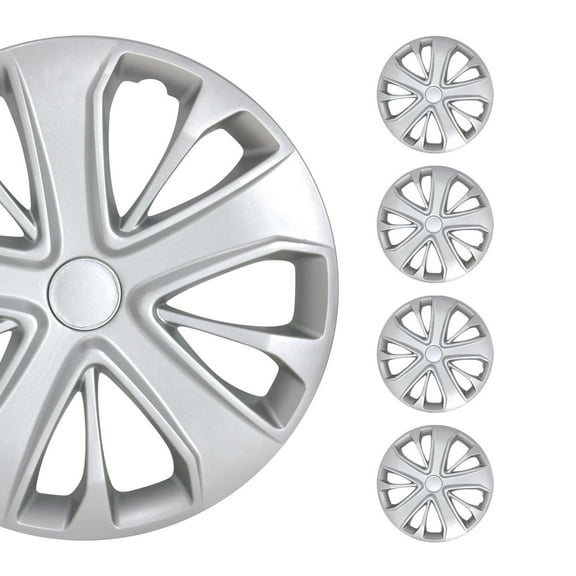 OMAC 15" Wheel Rim Cover Guard Tire Hub Caps Durable Snap On ABS Silver