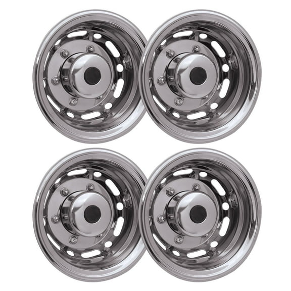 OMAC 16" Dual Wheel Simulator Hubcaps for GMC Savana Chrome Silver 2Pcs