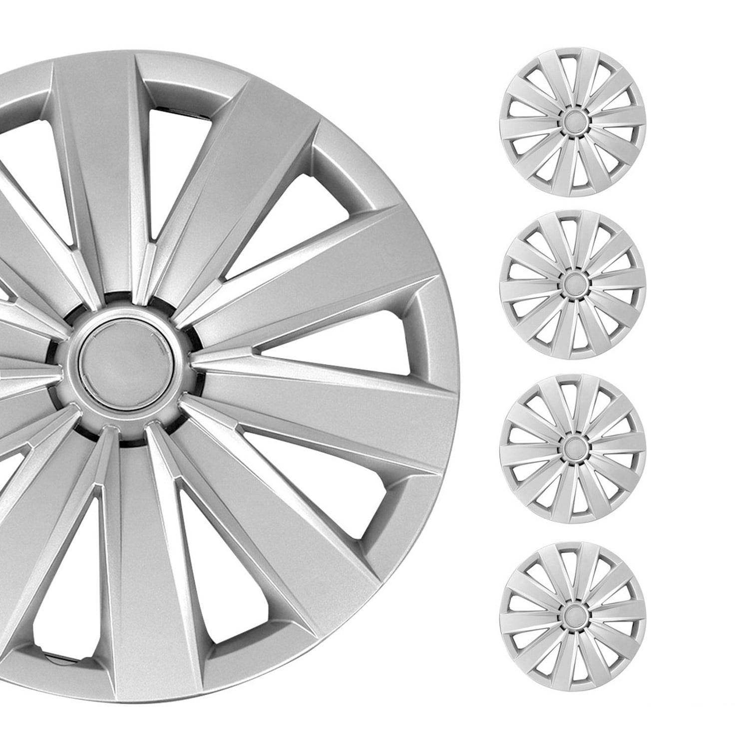 OMAC 16" Wheel Covers Hubcaps 4Pcs for Kia Forte Silver Gray