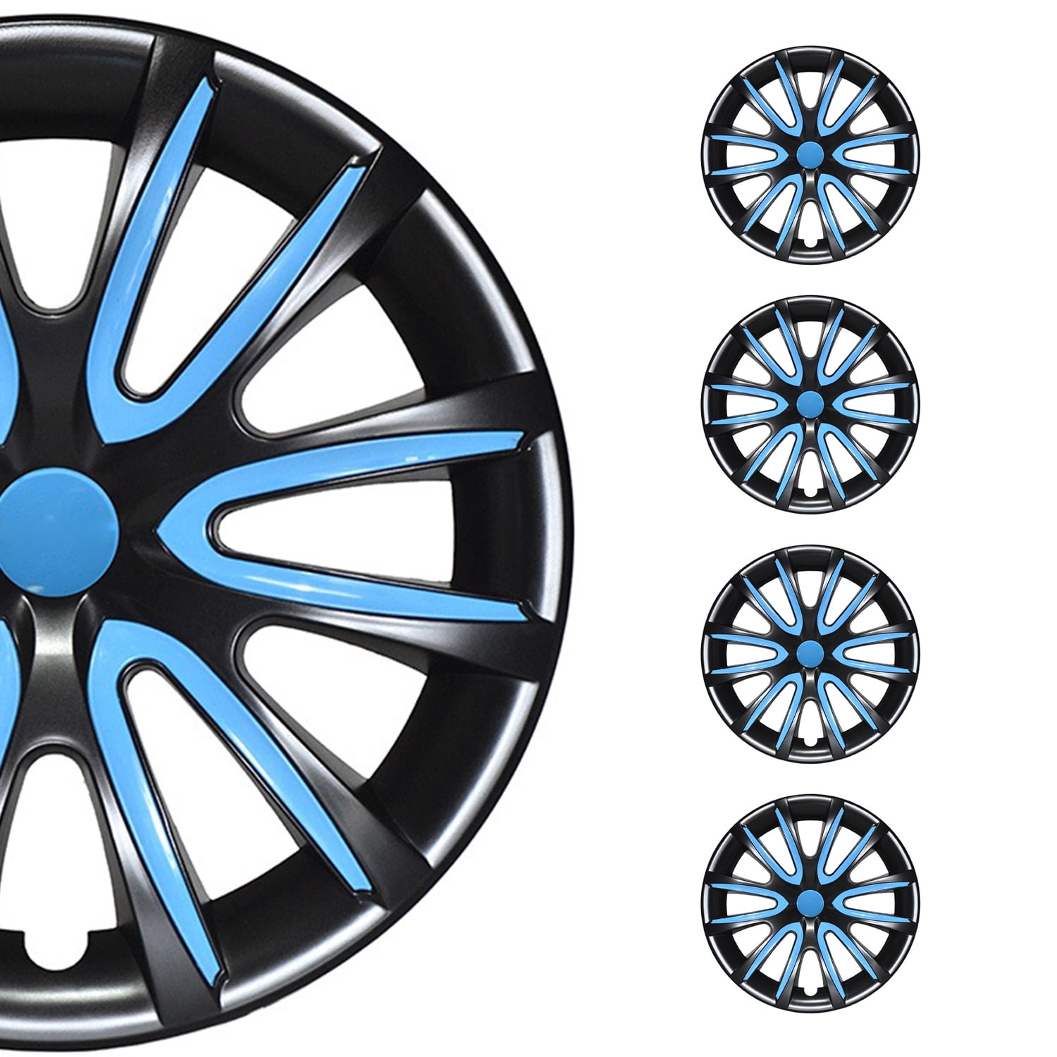 OMAC 16" Wheel Covers Hubcaps for Hyundai Elantra Black Blue Gloss